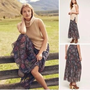 Maeve Anthropologie Moon Lake Floral Ditsy Tiered Maxi Skirt In S